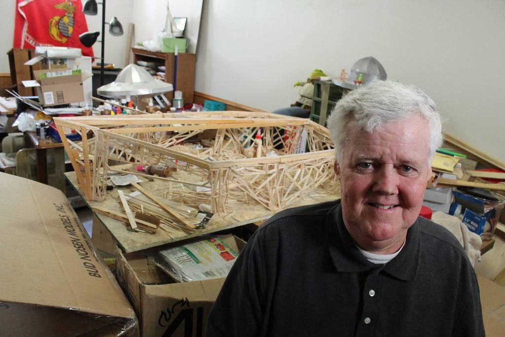 Greg Kelly with toothpick stadium model